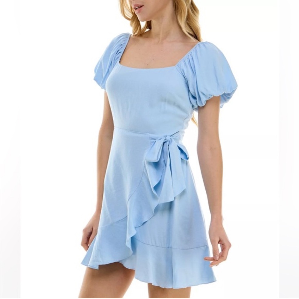 Blue Puff Sleeve Dress